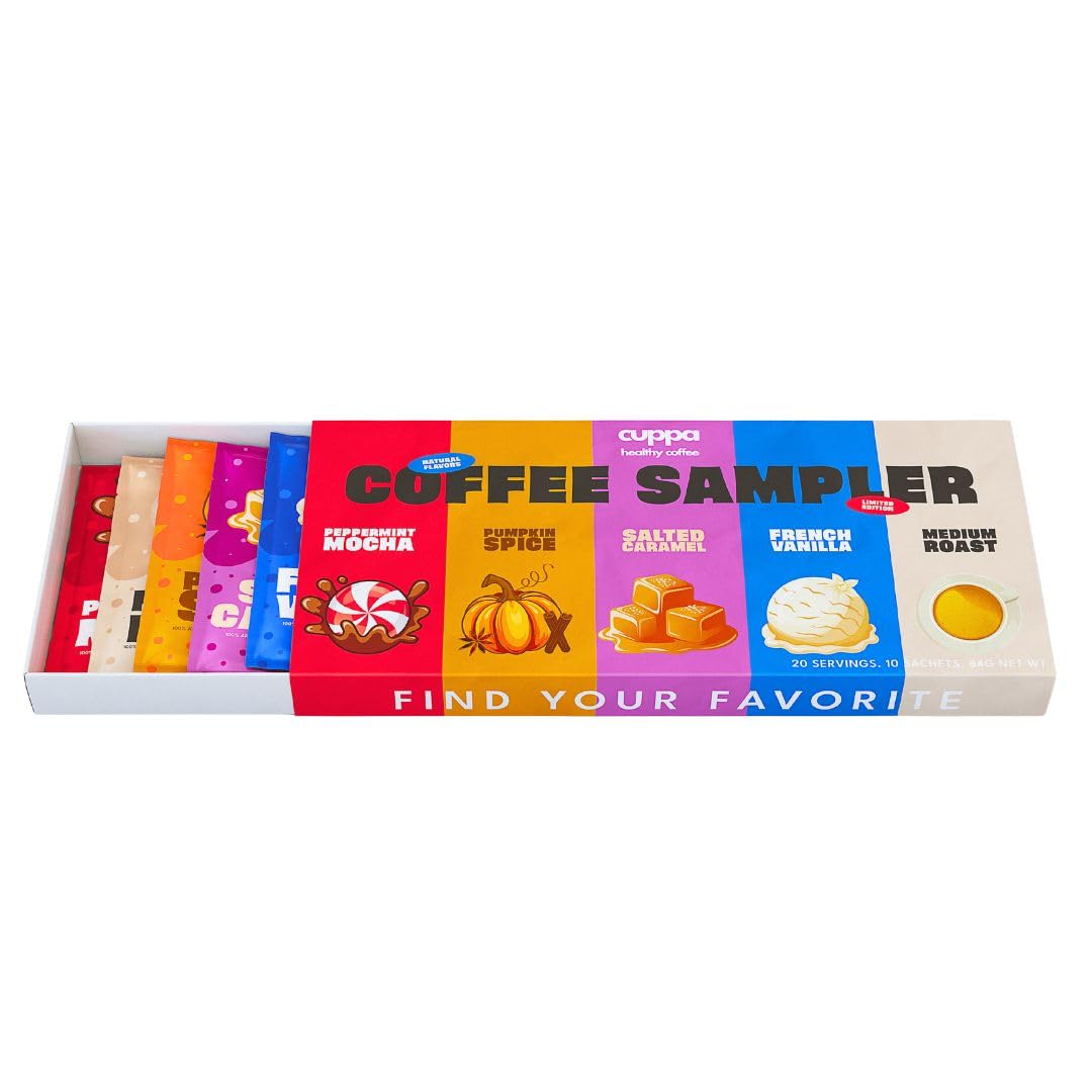 Cuppa Medium Roast Mushroom Coffee with Adaptogens & Superfoods - Lion’s Mane, Ashwagandha & Cordyceps. Adaptogens + MCT to support natural energy, mental focus & gut health (30 Servings)