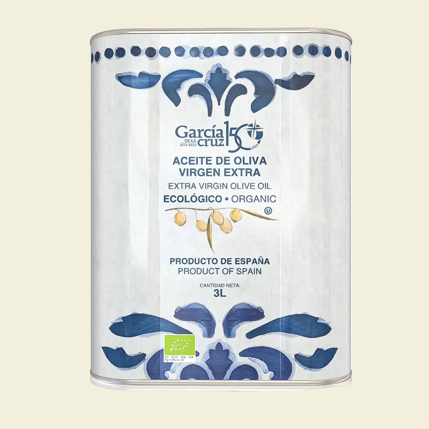 GARCÍA DE LA CRUZ - Organic Extra Virgin Olive Oil, Cooking Oil, Olive Variety, Smooth Body, Origin Spain, Montes de Toledo, Packed in Tins - 3L