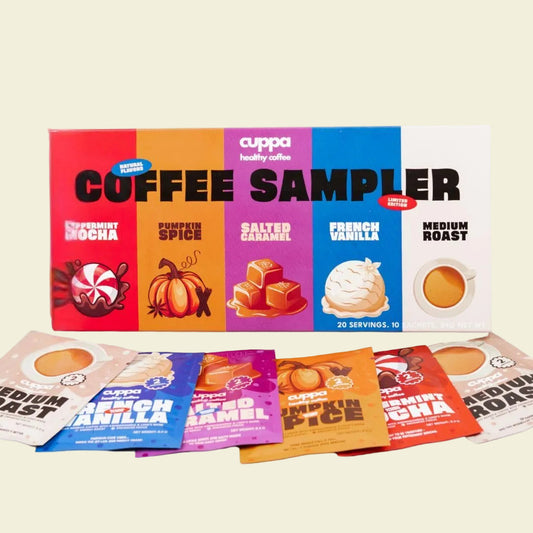 Cuppa Medium Roast Mushroom Coffee with Adaptogens & Superfoods - Lion’s Mane, Ashwagandha & Cordyceps. Adaptogens + MCT to support natural energy, mental focus & gut health (30 Servings)