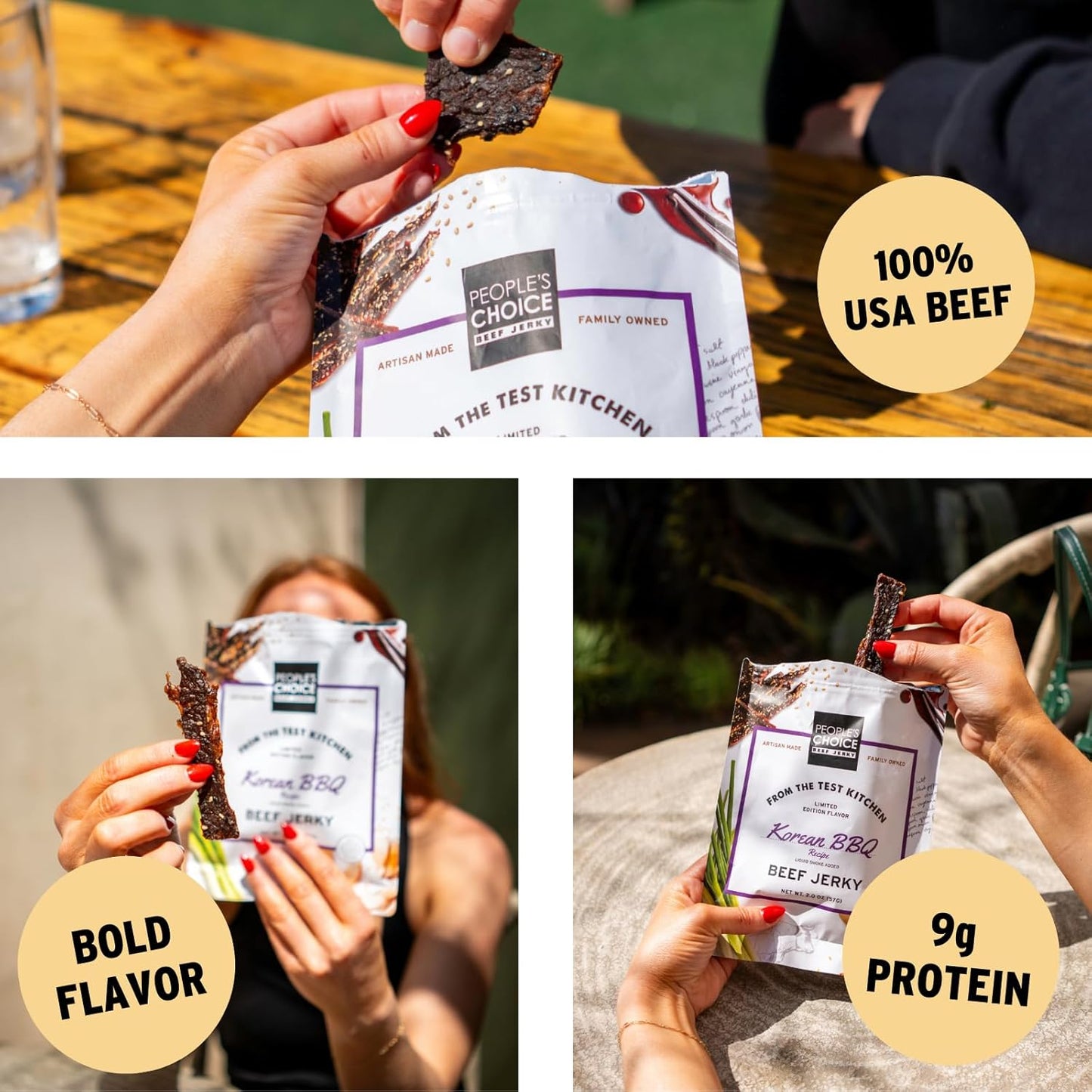 People's Choice Beef Jerky Korean BBQ - Sweet & Savory, 9g Protein, Snack - 16 oz Bag