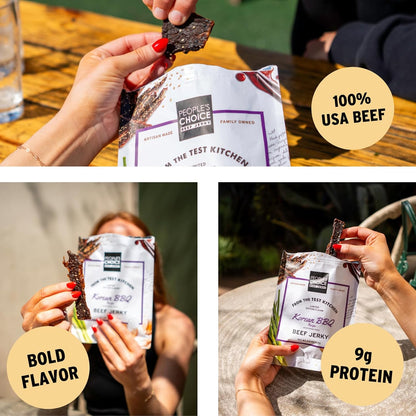 People's Choice Beef Jerky Korean BBQ - Sweet & Savory, 9g Protein, Snack - 16 oz Bag