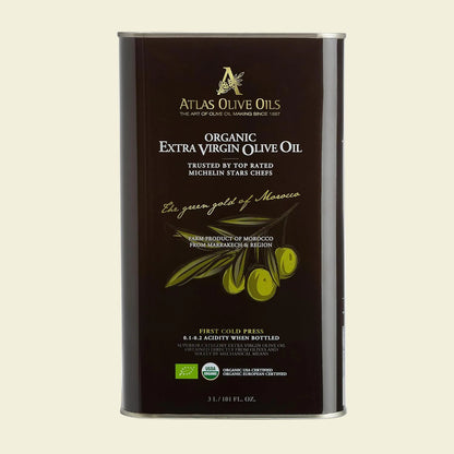 Atlas 3 LT Organic Cold Press Extra Virgin Olive Oil with Polyphenol Rich from Morocco|Newly Harvested Unprocessed from One Single Family Farm | Moroccan EVOO Trusted by Award-Winning Chefs