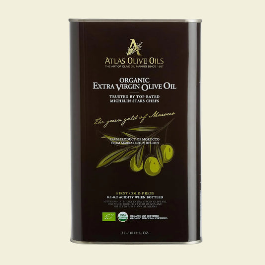 Atlas 3 LT Organic Cold Press Extra Virgin Olive Oil with Polyphenol Rich from Morocco|Newly Harvested Unprocessed from One Single Family Farm | Moroccan EVOO Trusted by Award-Winning Chefs