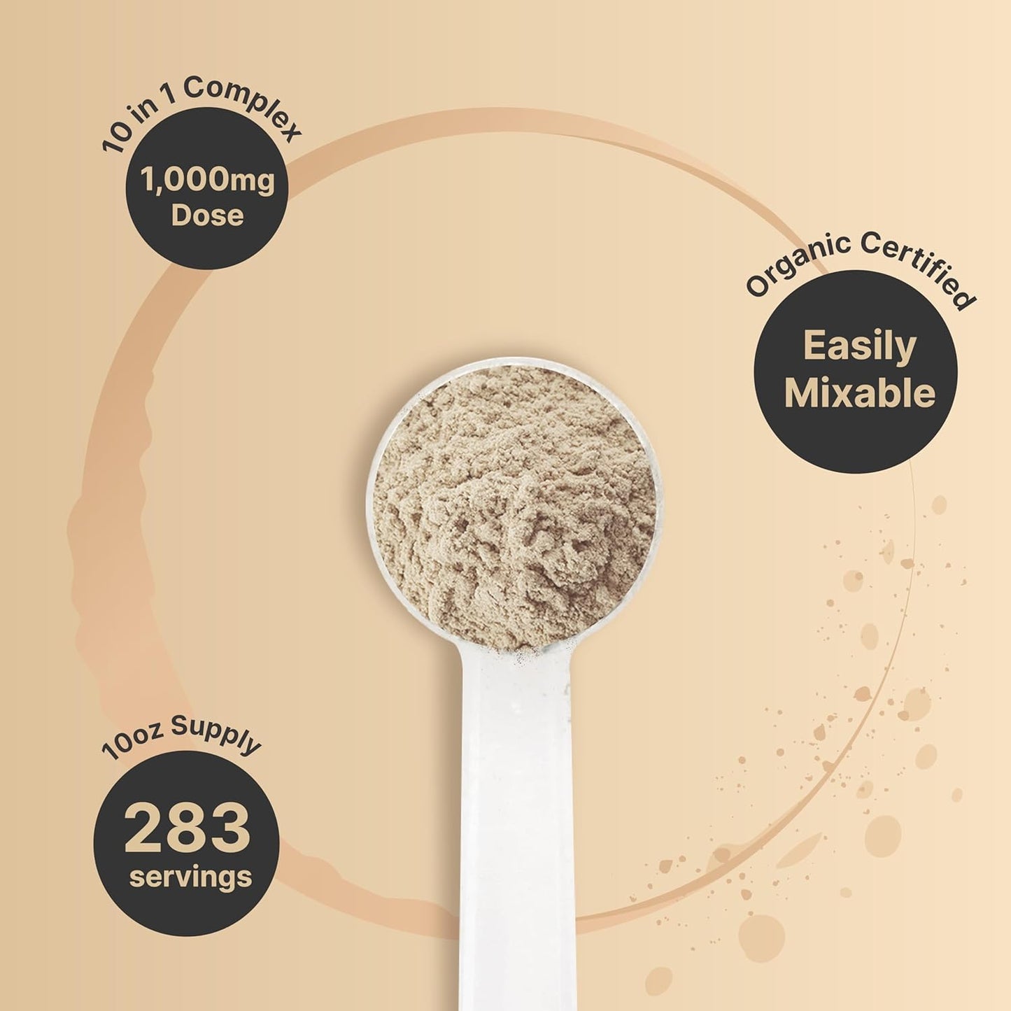 NatureBell Organic Mushroom Powder, 10oz | 10-in-1 Adaptogenic Blend with Lion’s Mane, Reishi, Shiitake, Chaga & More | Great for Coffee, Smoothies & Recipes
