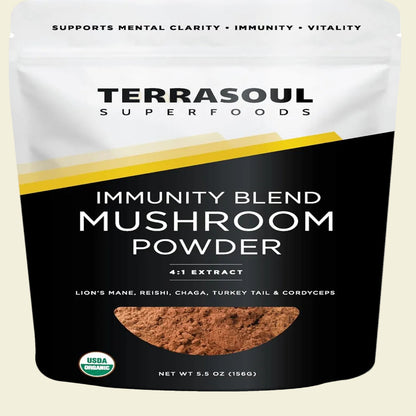 Terrasoul Superfoods Organic Five Mushroom Blend | Adaptogenic | USDA Organic, Vegan, Non-GMO, Gluten-Free | Reishi, Chaga, Lion’s Mane, Cordyceps, Turkey Tail