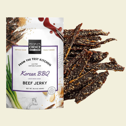 People's Choice Beef Jerky Korean BBQ - Sweet & Savory, 9g Protein, Snack - 16 oz Bag