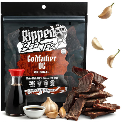 Ripped Beef Jerky - 100% Grass Fed Beef, 20g Protein, Real Ingredients, Gluten Free, No MSG, Made in USA (Pack of 3, Original)