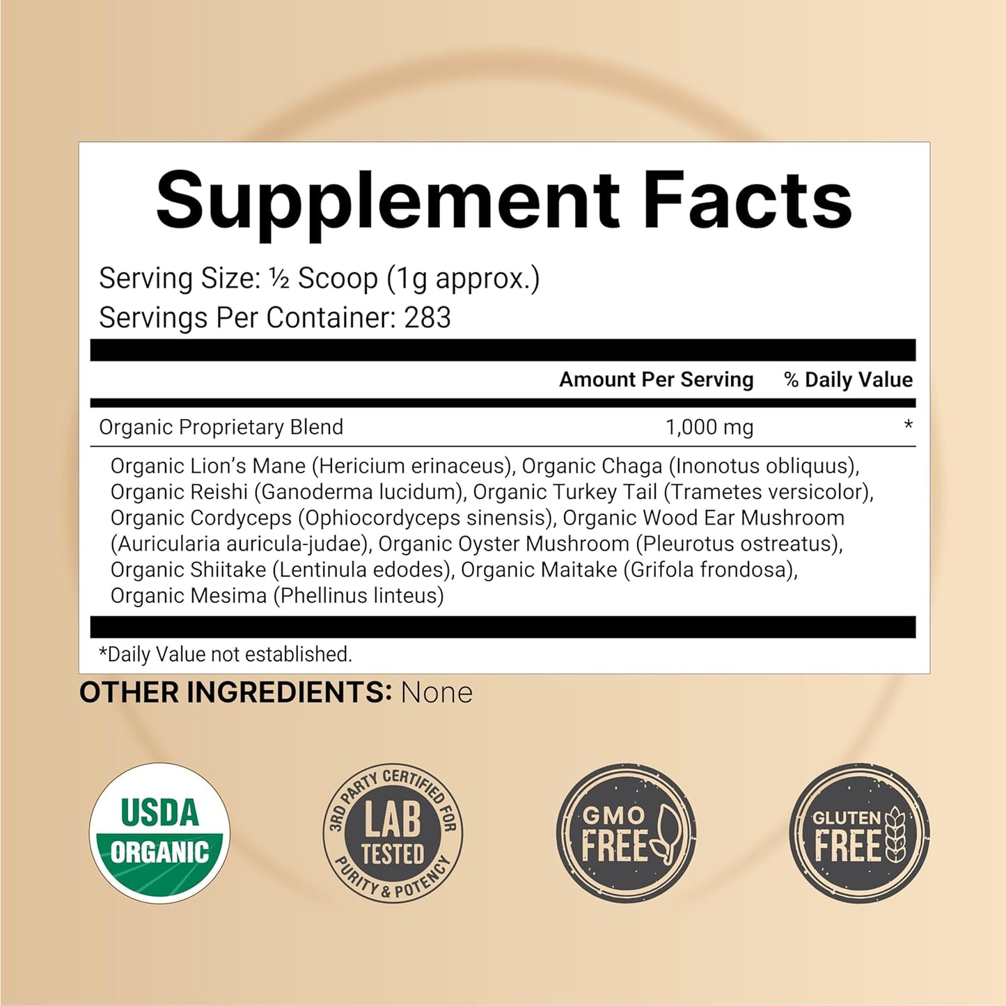 NatureBell Organic Mushroom Powder, 10oz | 10-in-1 Adaptogenic Blend with Lion’s Mane, Reishi, Shiitake, Chaga & More | Great for Coffee, Smoothies & Recipes